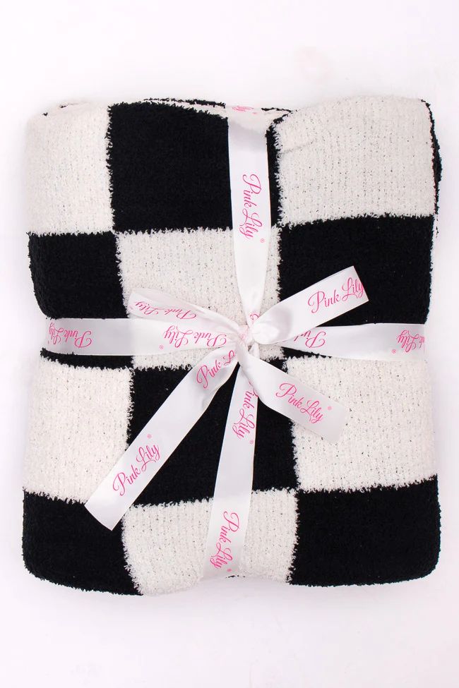 Make Me Believe Black Checkered Blanket | Pink Lily