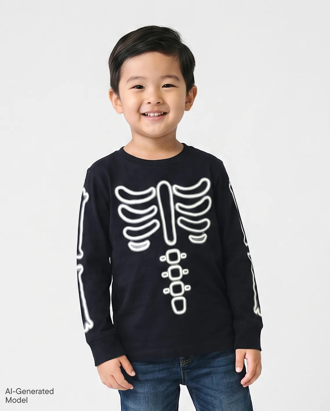 Baby And Toddler Boys Glow Halloween Skeleton Graphic Tee - black | The Children's Place