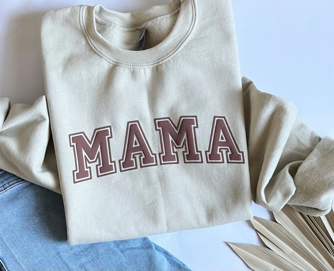 Mama sweatshirt, mom gift, beige mama sweatshirt | Etsy (US)