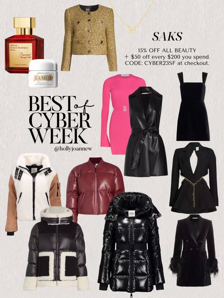 SAKS Fifth Avenue Cyber Week sale! Save $50 off every $200 and 15% off beauty! Holiday outfits, winter coats and more! Follow @hollyjoannew for style and beauty inspo and sales! Glad you’re here babe! Xx

#LTKsalealert #LTKCyberWeek #LTKstyletip