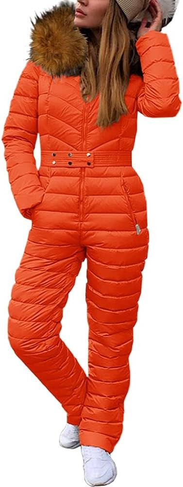 Cicy Bell Women's Onesies Ski Suits Winter Outdoor Sports Jumpsuit Fur Collar Coat Waterproof Win... | Amazon (US)