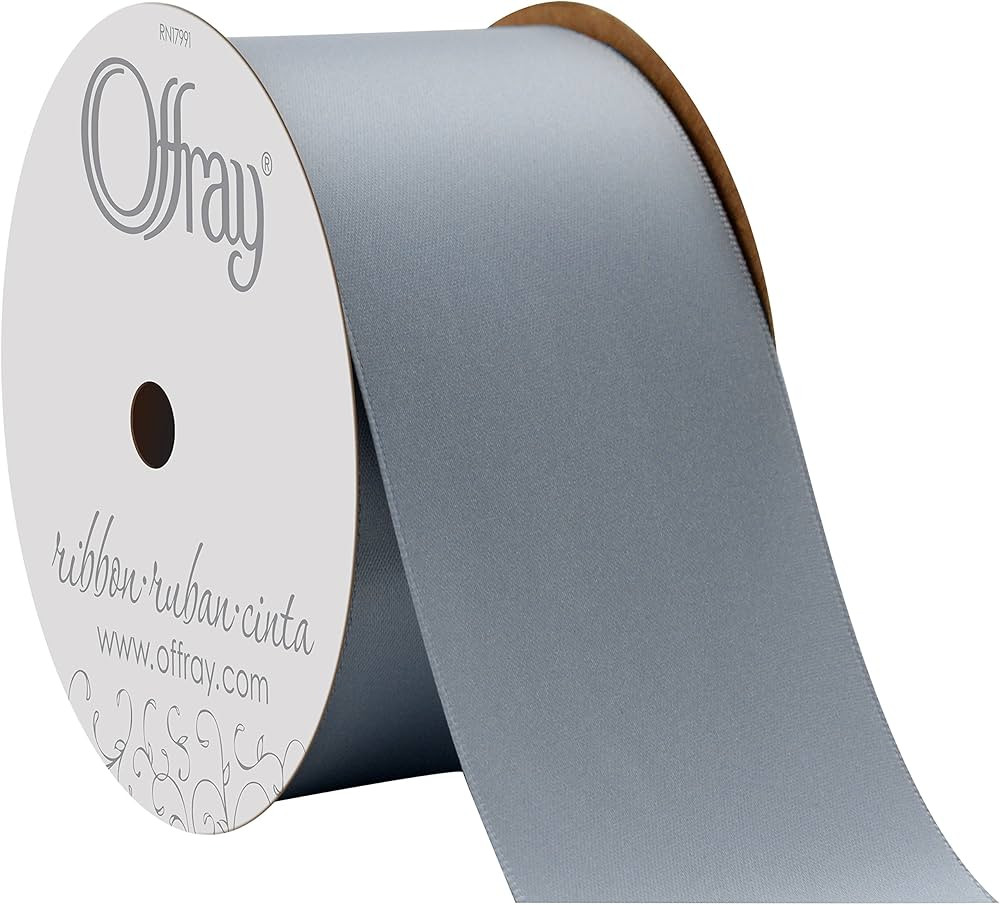 Berwick Offray 2.25" Wide Double Face Satin Ribbon, Dusty Blue, 10 Yds | Amazon (US)