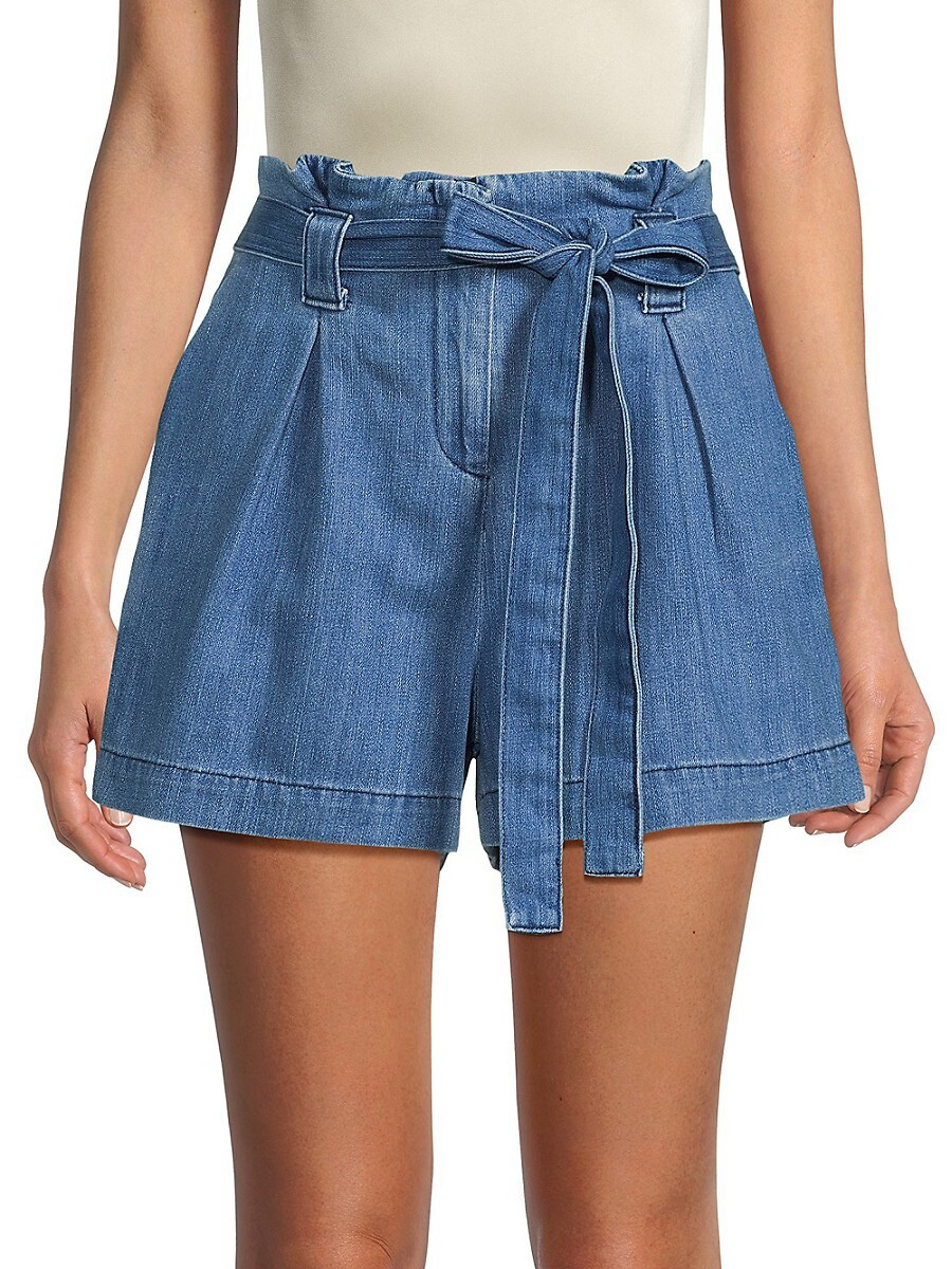 L'AGENCE Women's Hillary Denim Paperbag Shorts - Denim Blue - Size 26 (2-4) | Saks Fifth Avenue OFF 5TH