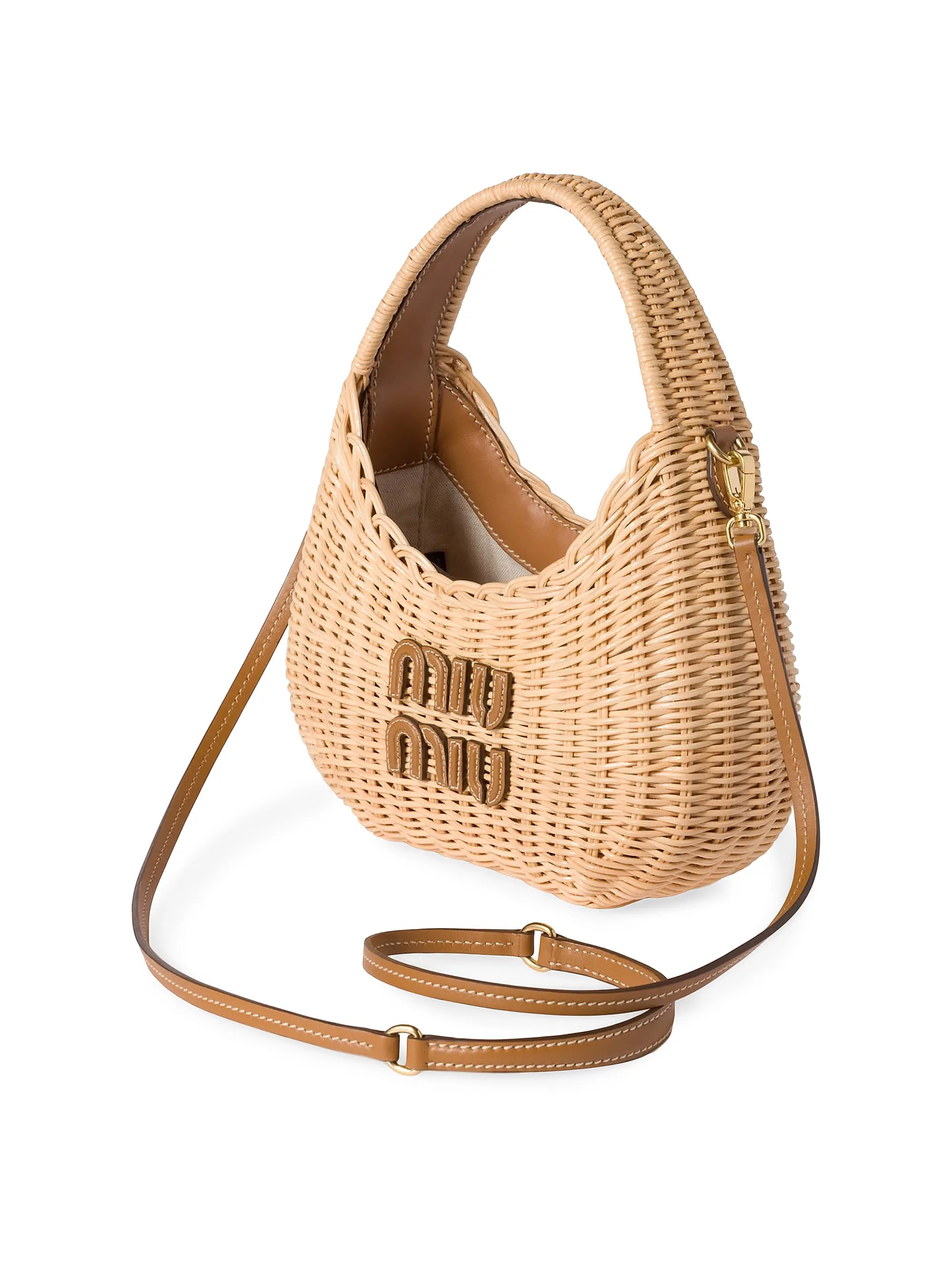 Miu Miu Wander Wicker Top Handle Bag | Saks Fifth Avenue | Saks Fifth Avenue