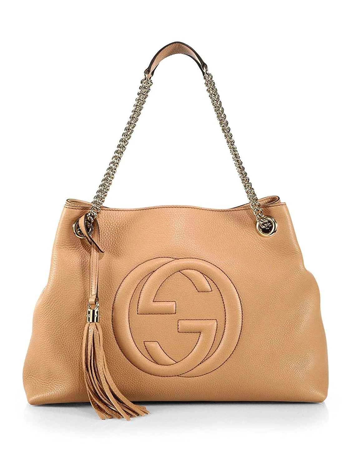 Gucci Camelia Camel Pebbled Leather Soho Shoulder Hand Bag Tassel | Walmart (US)