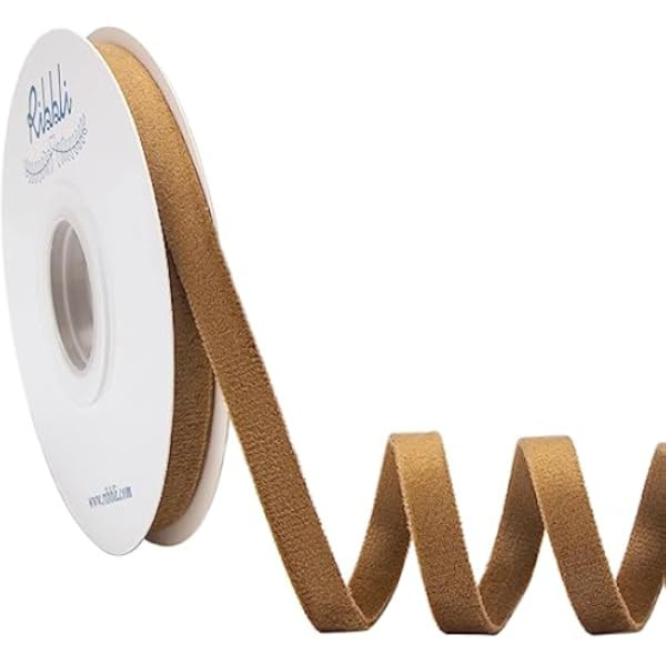QIANF Vintage Khaki Velvet Ribbon, 3/8 Inch X 25Yd | Amazon (US)