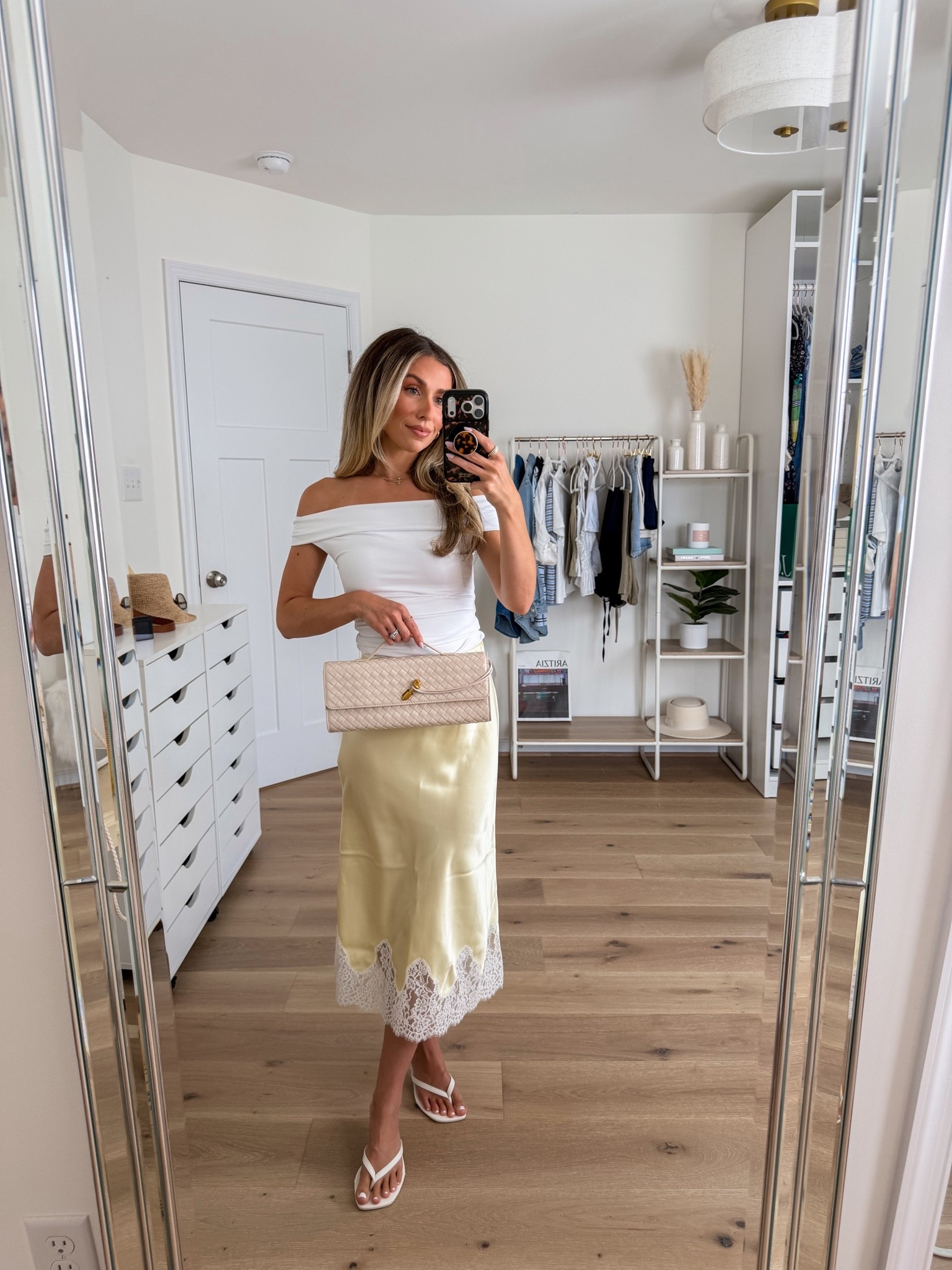 Date night outfit with the most stunning yellow satin lace skirt! 
+ top is in the iconic aritzia contour material so it smooths and has stretch — size xs 
+ skirt — true to size! I’m 5’2 wearing a xs 
+ heeled sandal: true to size

#LTKgrwm #LTKootd #LTKPetite