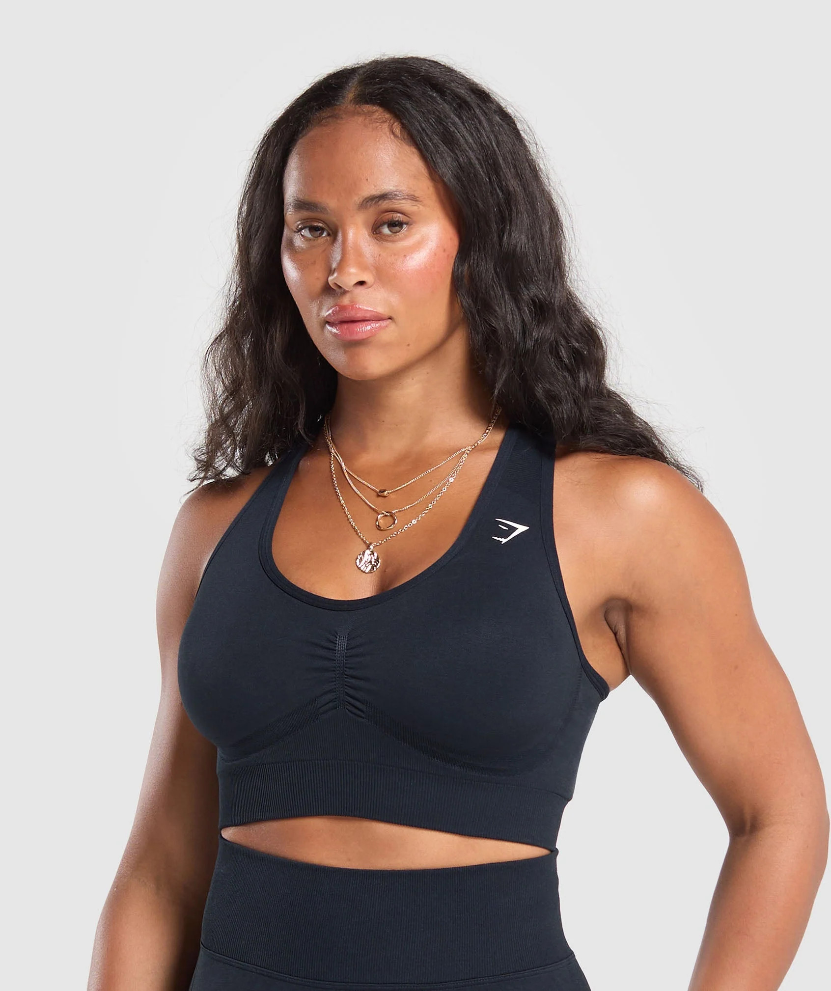 Gymshark Lift Contour Seamless Sports Bra - Midnight Blue/Black Marl | Gymshark UK