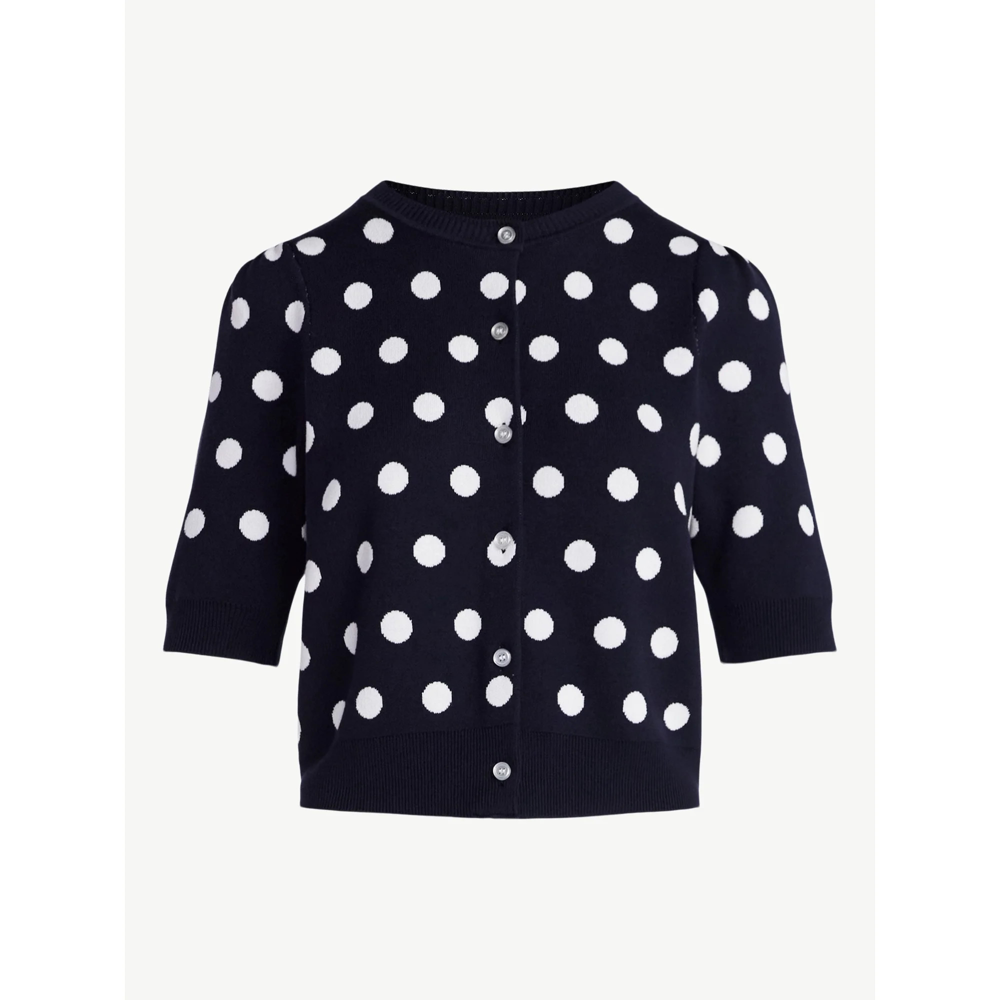 Free Assembly Women's Cardigan Sweater with Short Puff Sleeves, Lightweight, Sizes XS-XXL | Walmart (US)