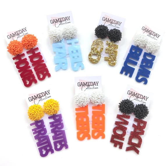 Custom Team Earrings Football Earrings Spirit Wear Game Day - Etsy | Etsy (US)