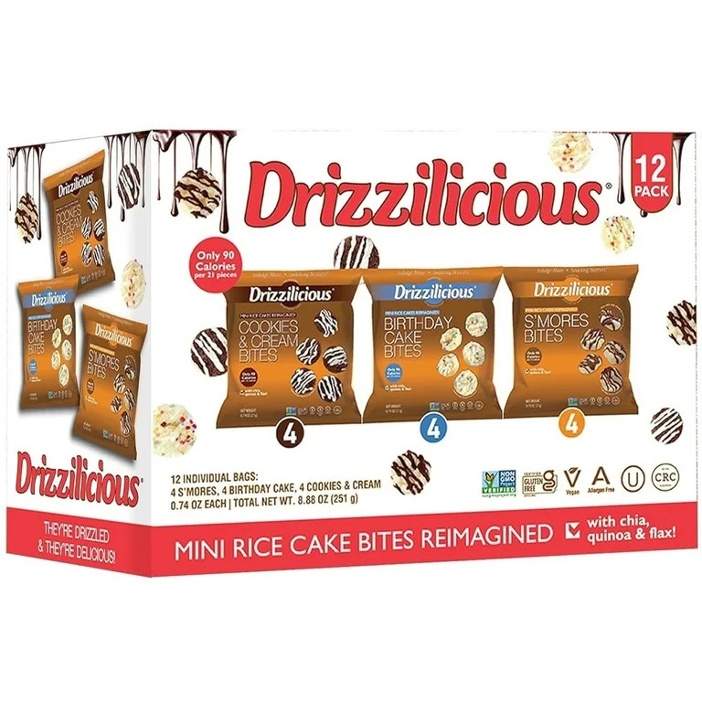 Drizzilicious Mini Rice Cakes Variety Pack, 12 Count, Assorted Flavors | Walmart (US)