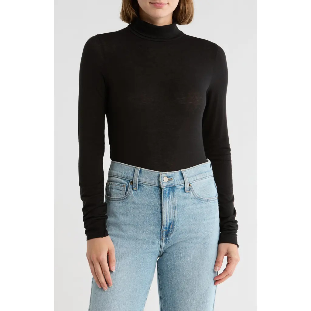 Madewell Long Sleeve Turtleneck Top in Jet Black at Nordstrom Rack, Size X-Small | Nordstrom Rack