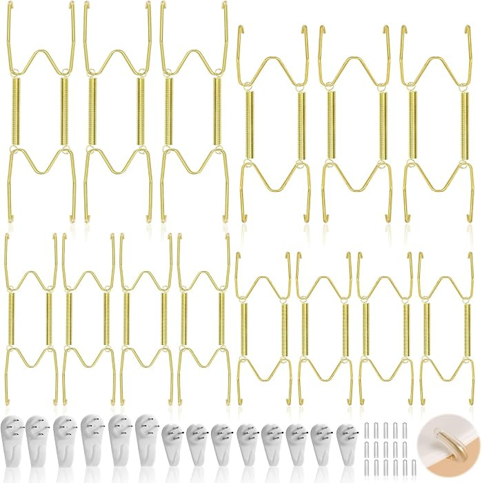 14 Pack Plate Hangers for Wall Display, 6/8/10/12 Inch Invisible Stainless Steel Plate Holders wi... | Amazon (US)