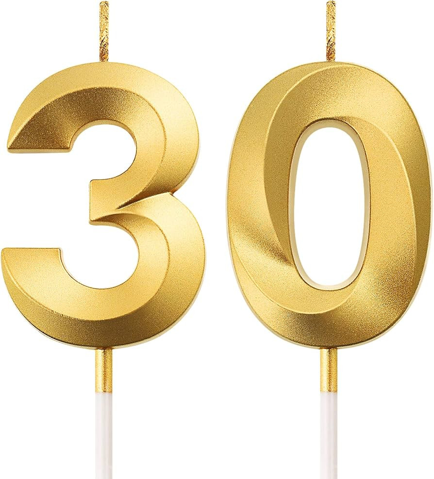 BBTO 30th Birthday Candles Number Candles Cake Topper Decoration for Birthday Wedding Anniversary... | Amazon (US)