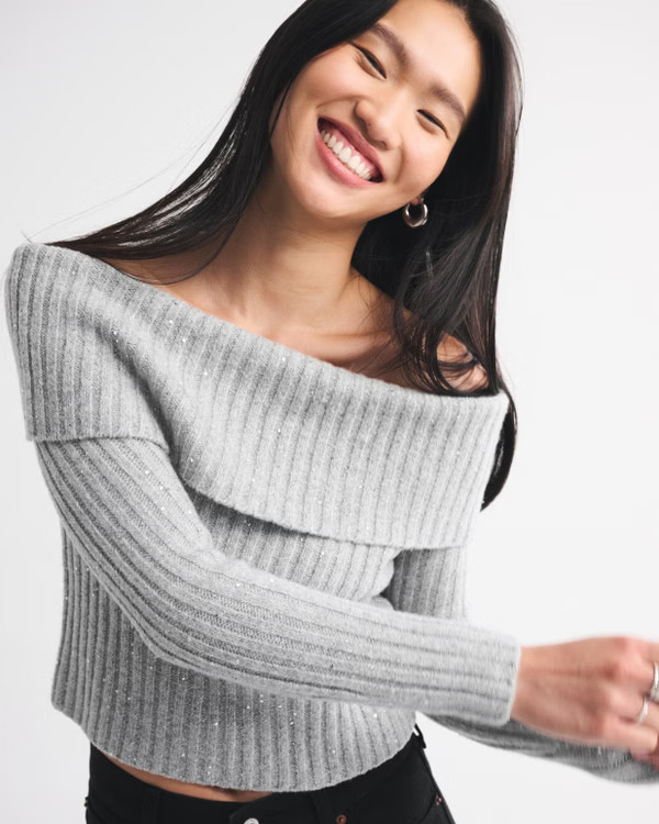 Ribbed Foldover Off-The-Shoulder Sweater | Abercrombie & Fitch (US)