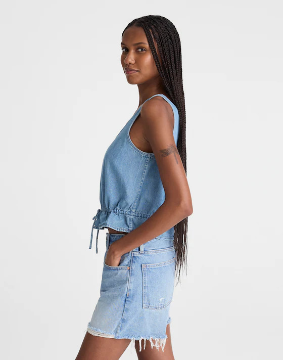 Airy Denim Scoopneck Peplum Top | Madewell