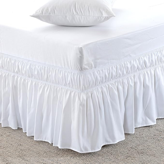 MEILA Bed Skirt Three Fabric Sides Elastic Wrap Around Dust Ruffled Solid Bed Skirts Easy On/Easy... | Amazon (US)