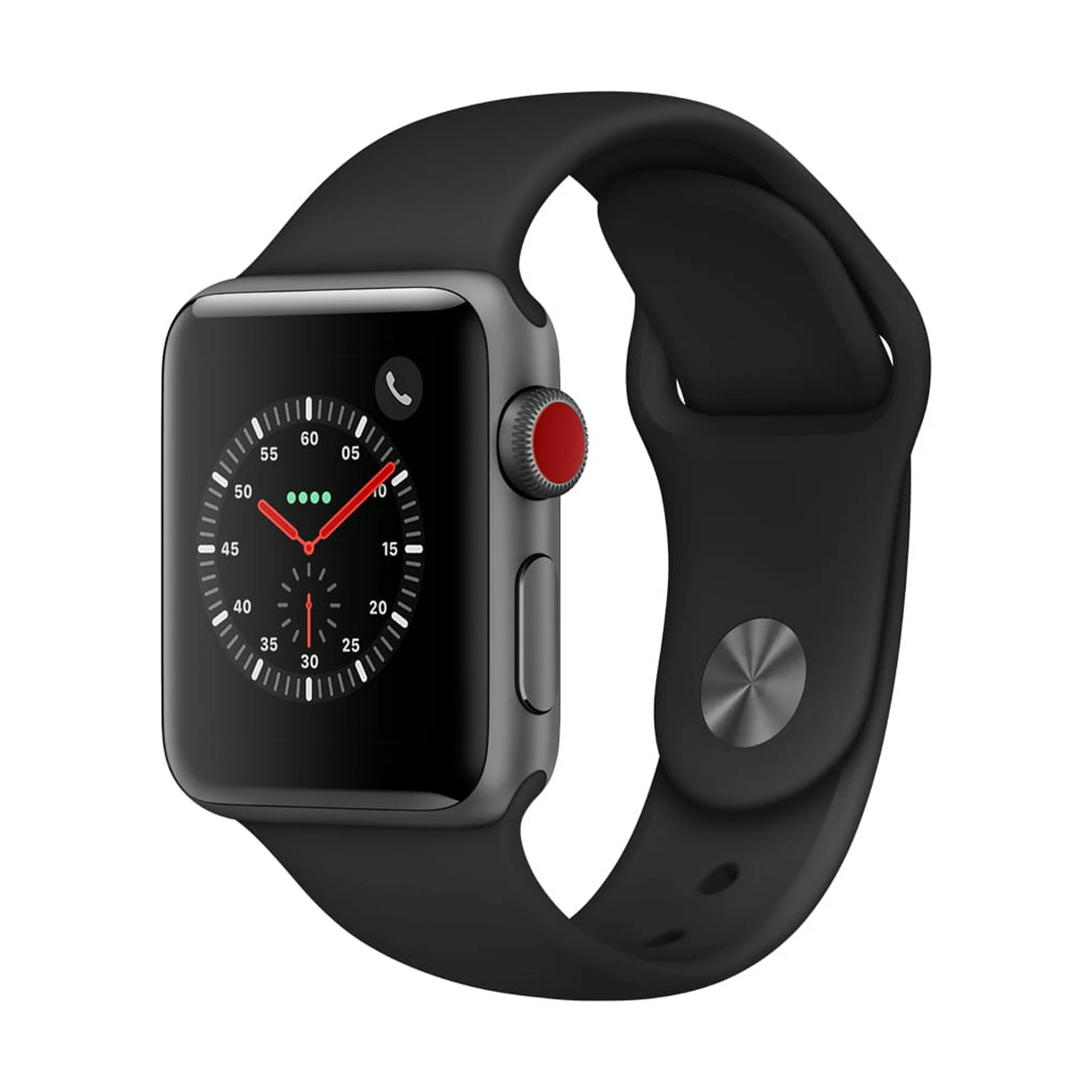 Apple Watch Series 3 GPS + Cellular - 38mm - Sport Band - Aluminum Case -Space Gray/Black | Walmart (US)