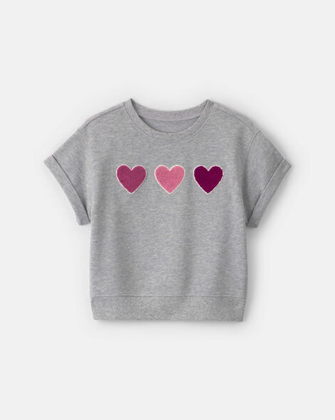 Girls Heart French Terry Top - Grey | Carter's | Carter's Inc