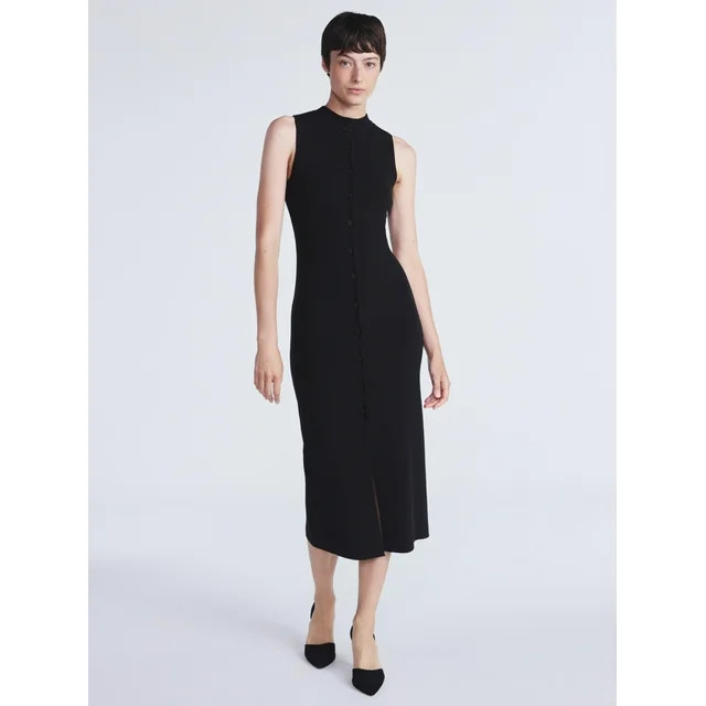 Scoop Women's and Women’s Plus Button Front Midi Sweater Dress, Sizes XS-4X | Walmart (US)