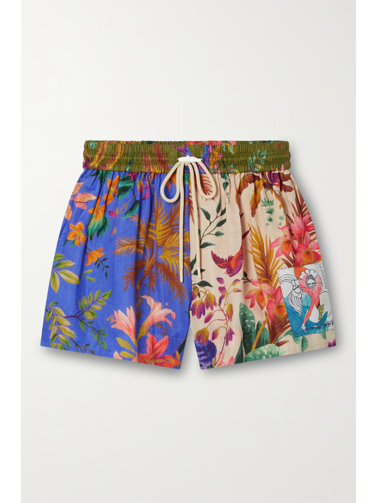Zimmermann - Tropicana Patchwork Floral-print Linen-gauze Shorts - Green | NET-A-PORTER (US)