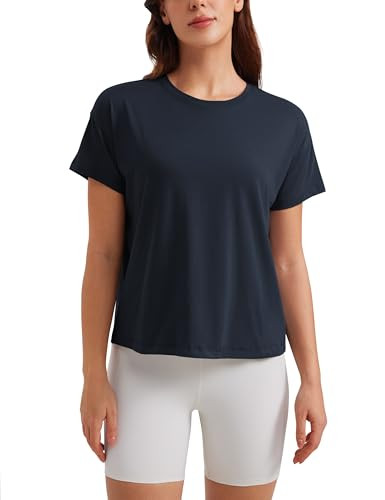 CRZ YOGA Pima Cotton Relaxed T-Shirts for Women - Workout Athletic Gym Casual Short Sleeve Shirts... | Amazon (US)