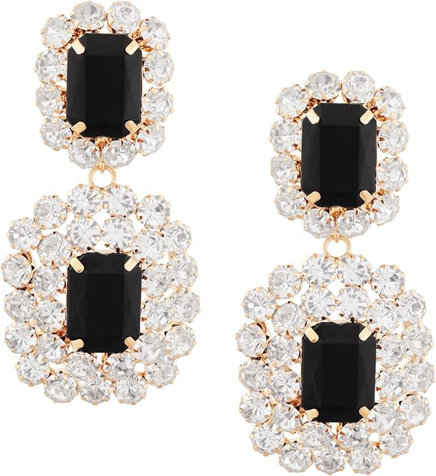 Sacina Black RhineCrystal Earrings Dangling, RhineCrystal Earrings for Women, Statement Cubic Zir... | Amazon (US)