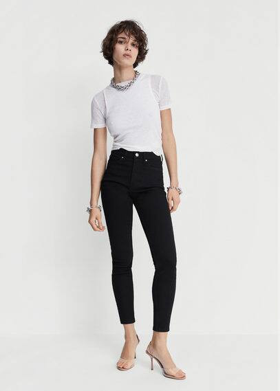 High-rise skinny jeans black denim - Woman - 14 - MANGO | MANGO (UK)