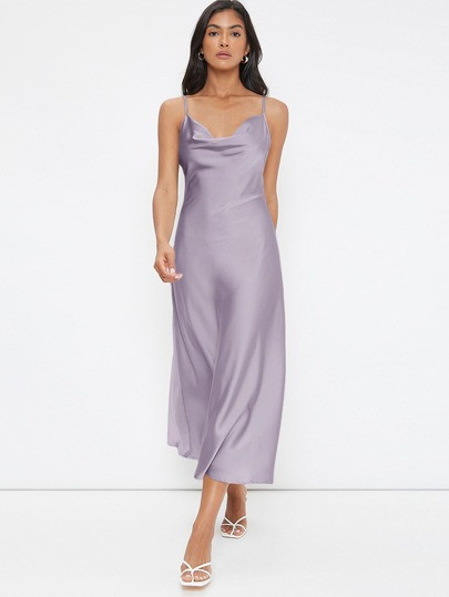 SHEIN BIZwear Cowl Neck Solid Slip Dress Workwear | SHEIN