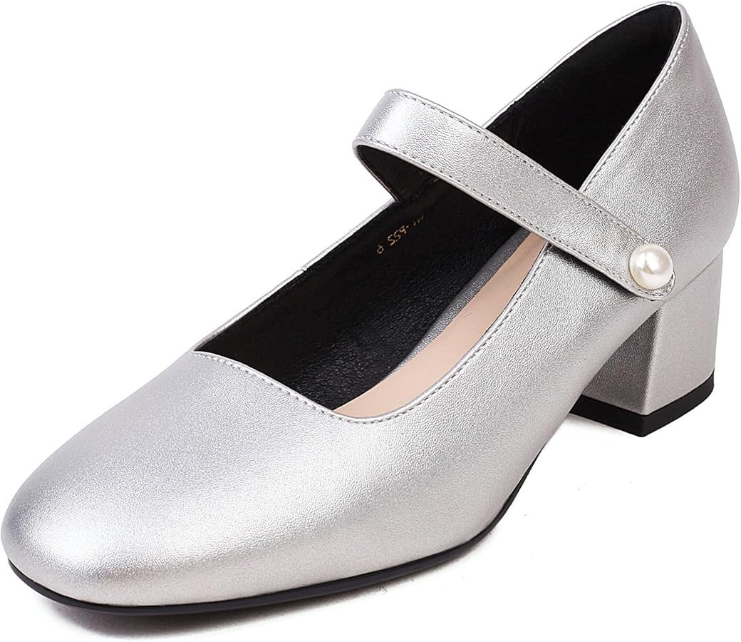 Naiyee Mary Jane Shoes Women Chunky Heel Ankle Strap Dress Shoes for Women Low Heels Close Rounde... | Amazon (US)