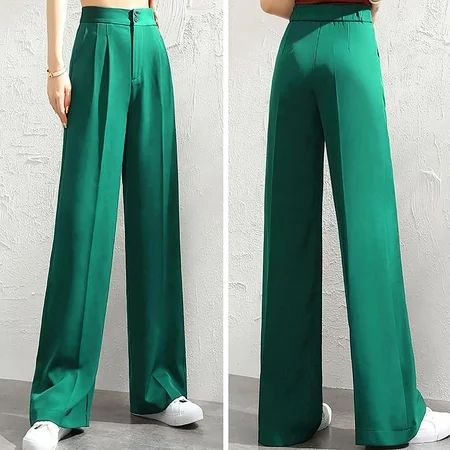Long Pants For Women Women s Trendy Casual Full-Length Loose Pants Solid High Waist Trousers Long St | Walmart (US)