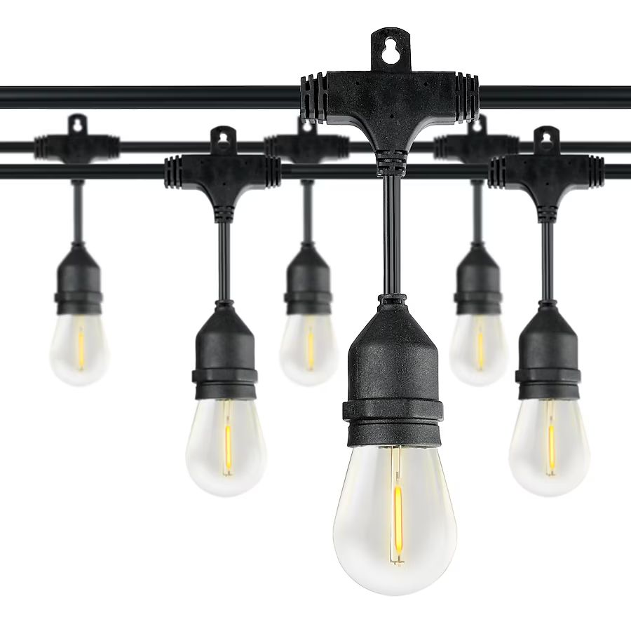 Honeywell 48-ft Plug-in Black Indoor/Outdoor String Light with 15 White-Light LED Edison BulbsIte... | Lowe's