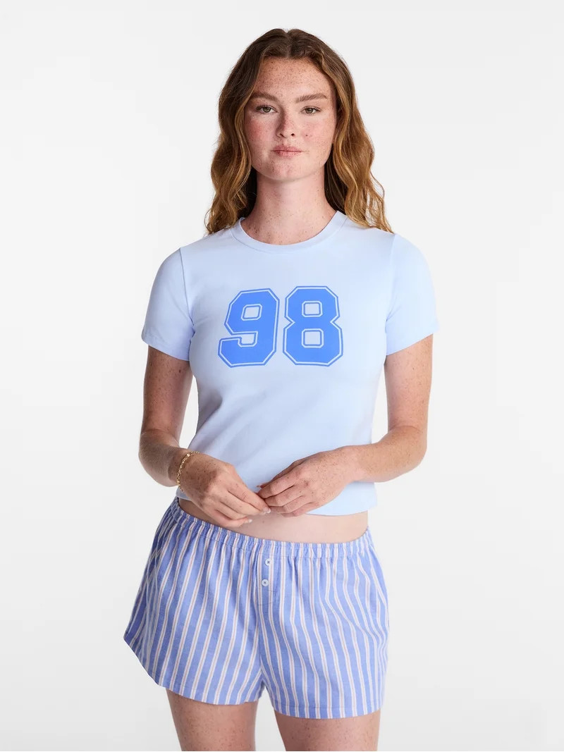 No Boundaries Sleep Tee with Short Sleeves, Women's XS-XXL | Walmart (US)