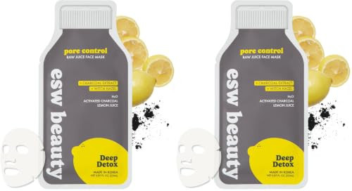 ESW Beauty Deep Detox Clarifying Korean Face Mask – Vitamin C, Witch Hazel & Charcoal for Pores, Oil Control, Acne-Prone & Congested Skin – Skincare Gifts for Women (Pack of 2) | Amazon (US)