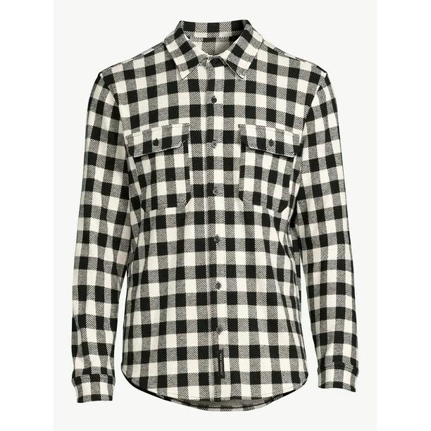 Free Assembly Men's Knit Flannel Shirt - Walmart.com | Walmart (US)