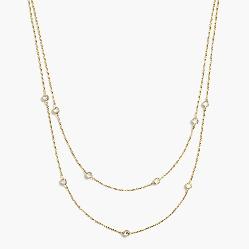 Two-layer crystal bezel necklace | J.Crew Factory
