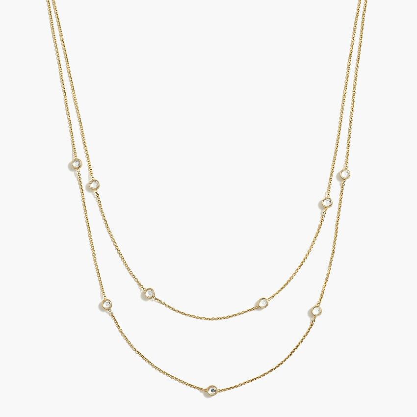 Two-layer crystal bezel necklace | J.Crew Factory