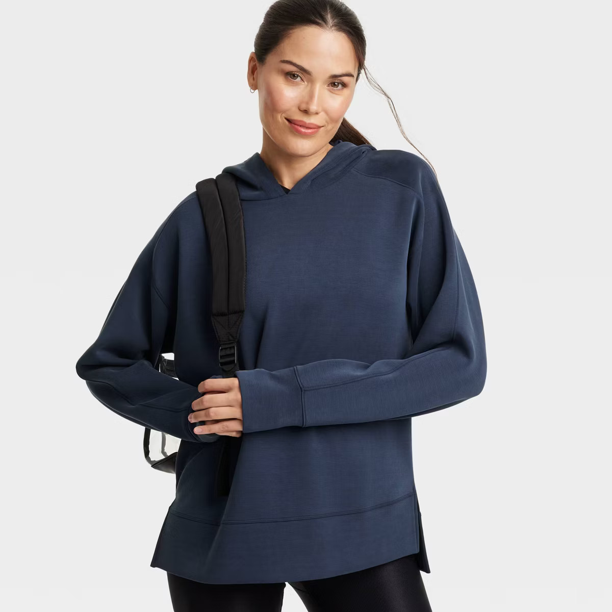 Women's Airy Sleek Legging Friendly Hooded Sweatshirt - All In Motion™ Navy Blue L | Target