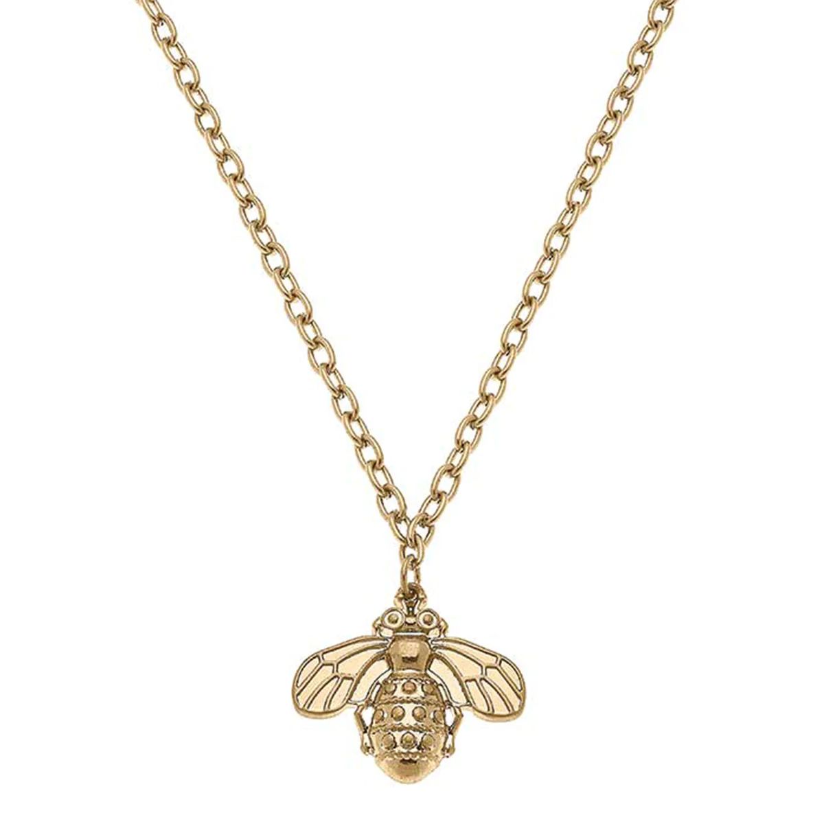 Helena Bee Charm Necklace in Worn Gold | CANVAS