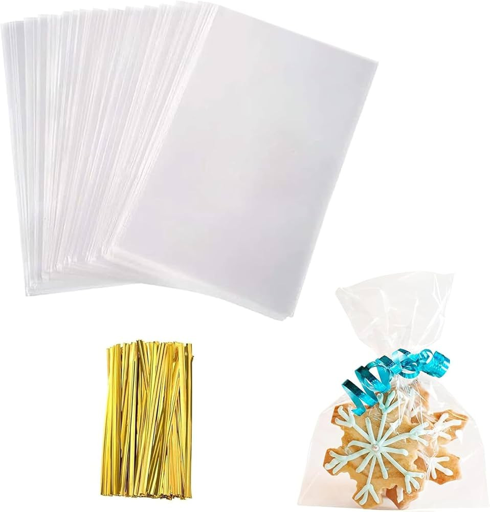 Yotelab Cellophane Treat Bags, Small 4x6 Inches Cellophane Bags With Twist Ties,100 Pcs | Amazon (US)