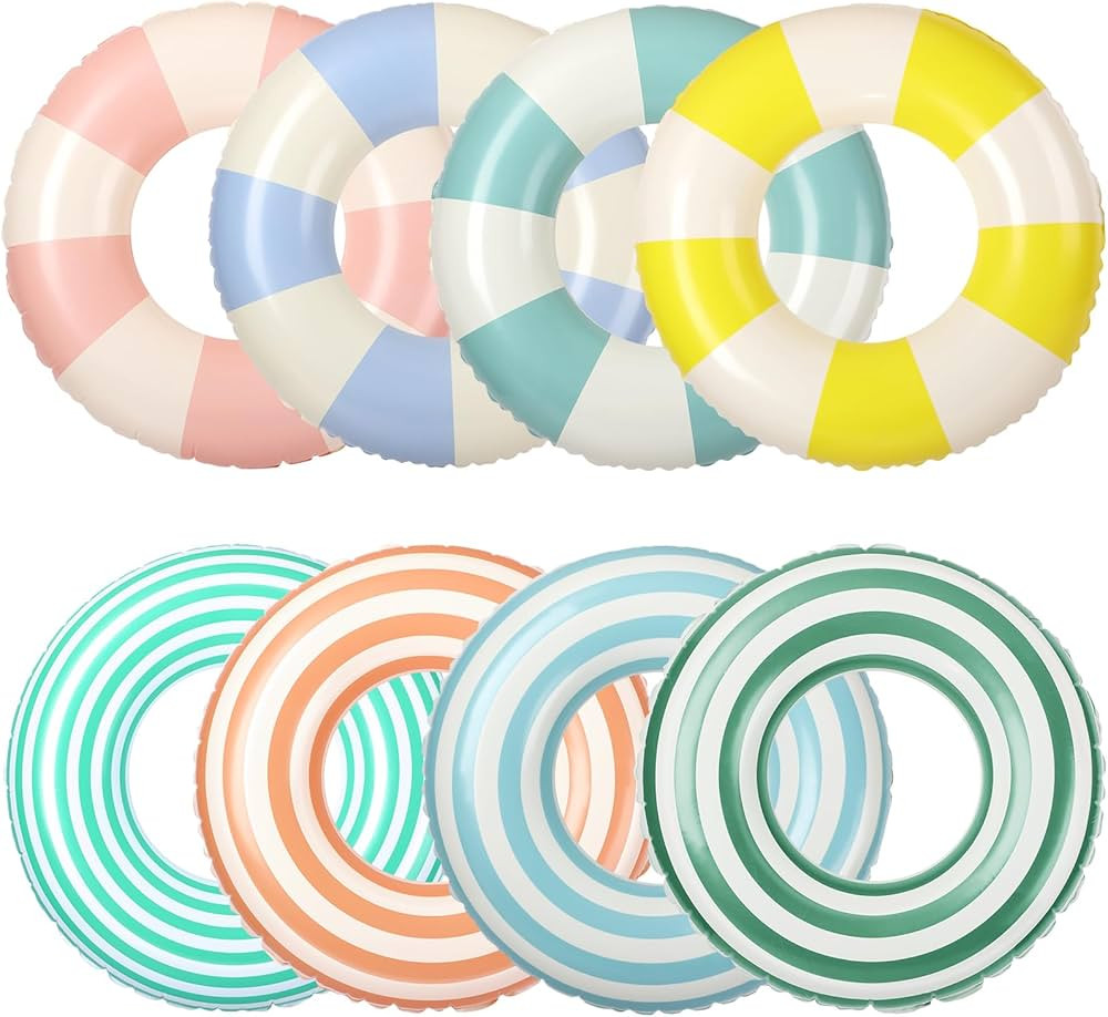 Libima 8 Pcs Inflatable Pool Floats for Adults, Swimming Rings Swim Tube Pool Rings Floaties for ... | Amazon (US)