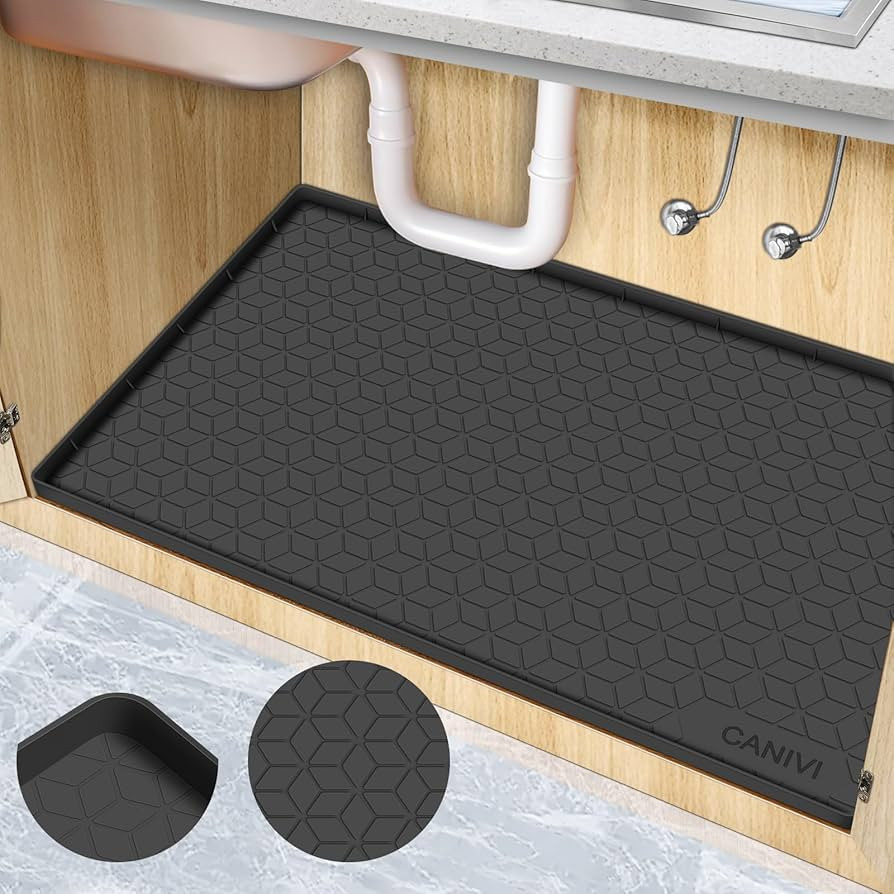 Under Sink Mat, 34" x 22" Waterproof Silicone Under Sink Tray for Kitchen & Laundry Cabinets, Kit... | Amazon (US)
