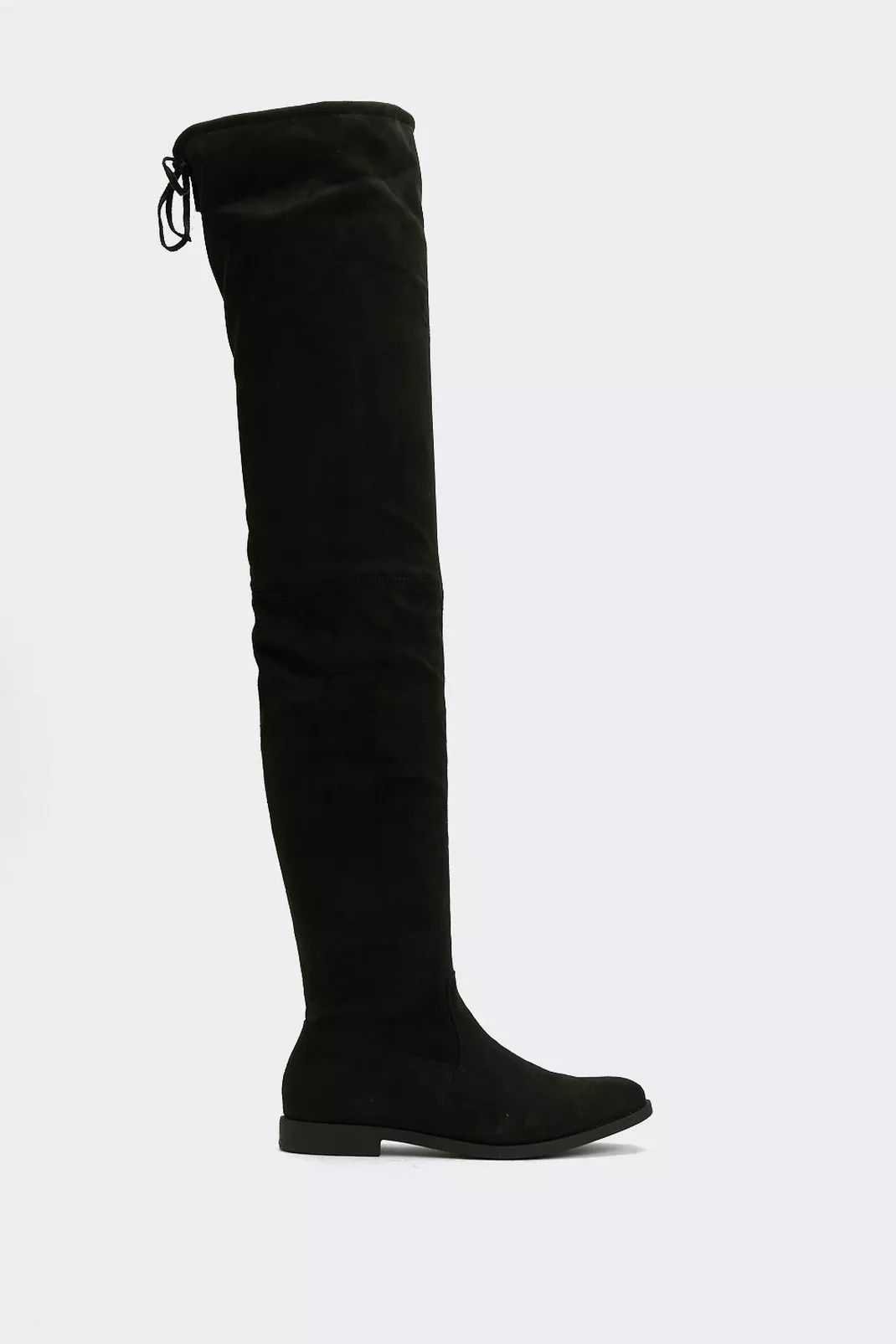 Faux Suede Tie Back Thigh High Boots | Nasty Gal (US)
