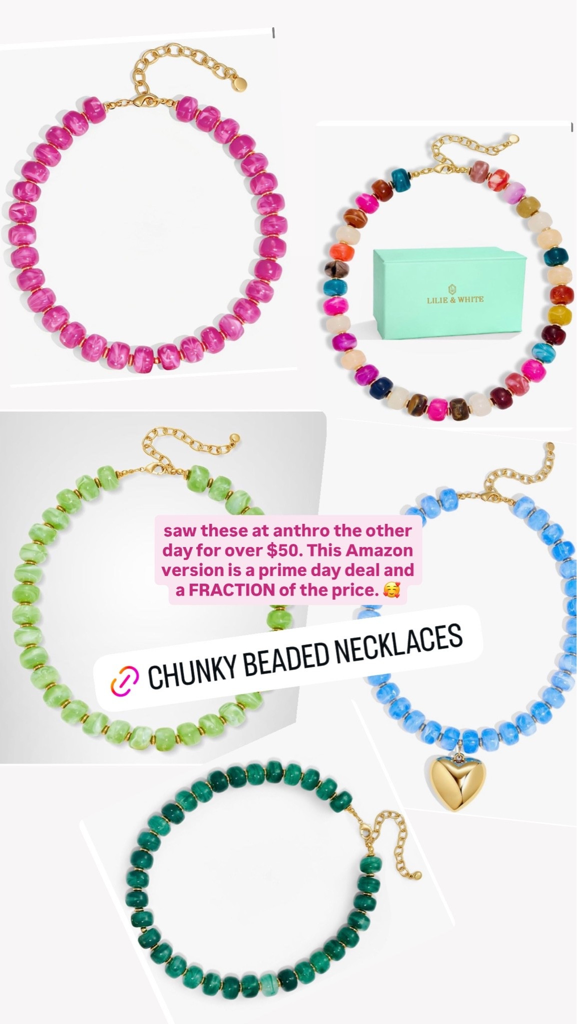 Chunky beaded necklaces on sale