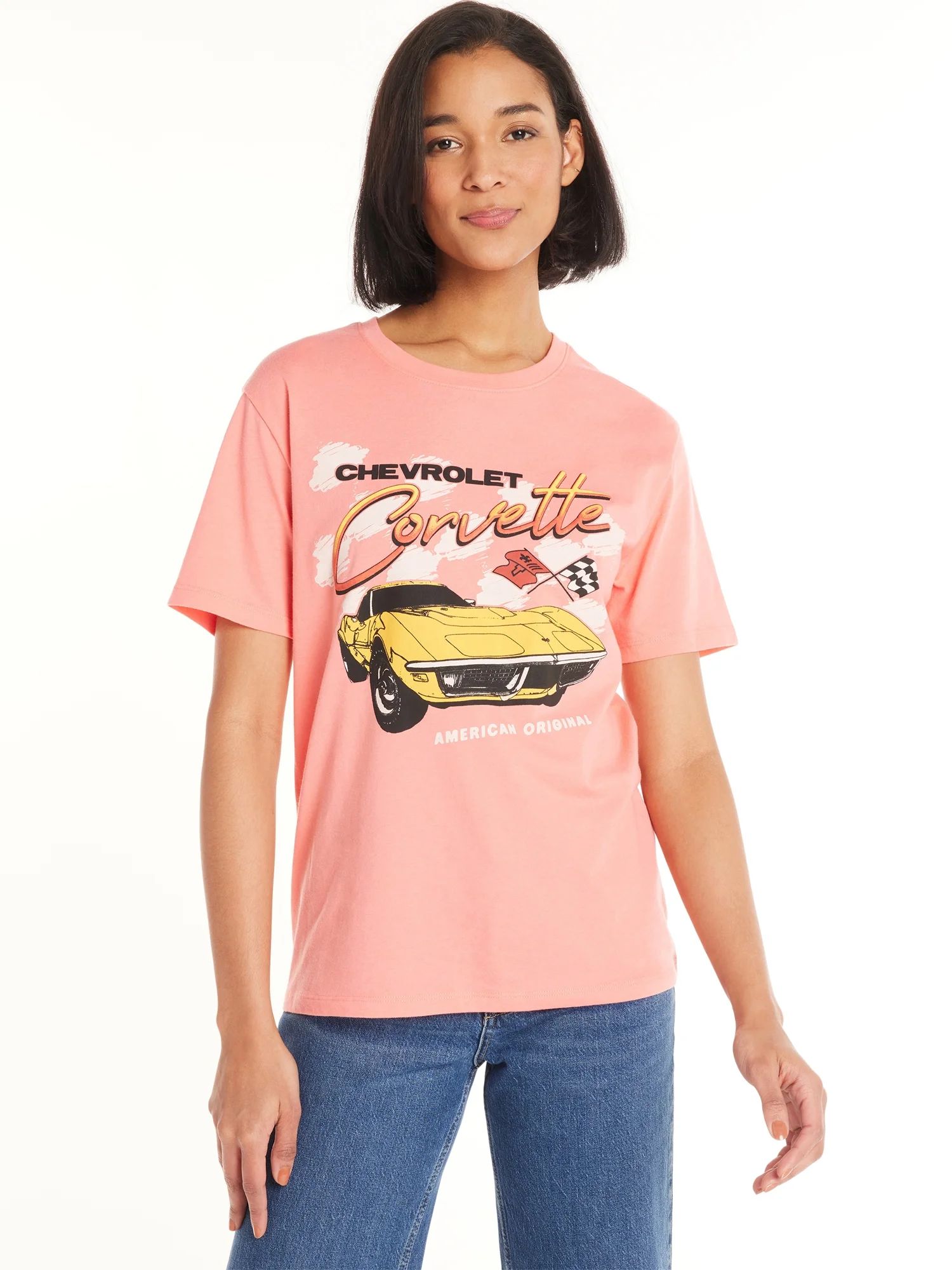 Time And Tru Women's Corvette Graphic Tee with Short Sleeves, Sizes XS-XXXL | Walmart (US)