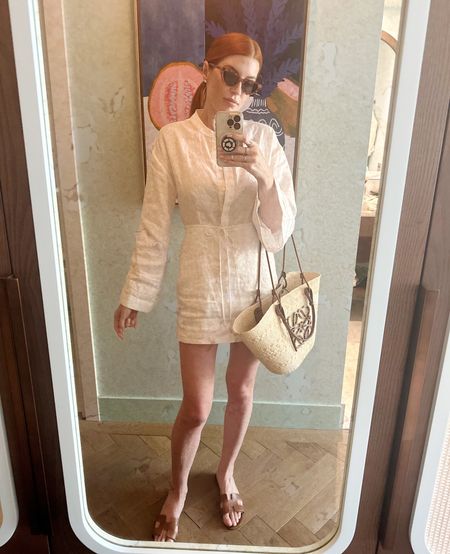 Wearing this super flattering linen dress to brunch today in St. Barth. I love the coverage from the sun and pockets and the cut is great on. 
I added neutral accessories to lean into the casual beachy vibe. 

#LTKswim #LTKtravel #LTKwedding