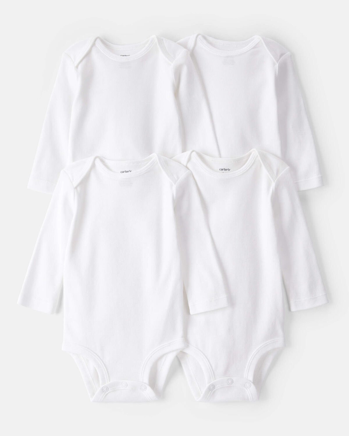 Baby 4-Pack Long-Sleeve Bodysuits - White | Carter's Inc