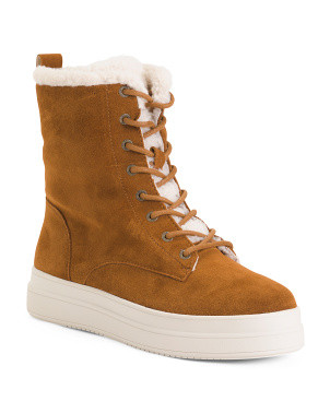 Suede Waterproof Lace Up Boots | TJ Maxx