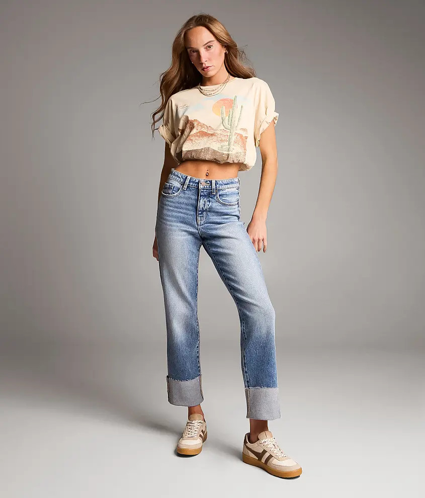 Billie Cropped Straight Stretch Jean | Buckle