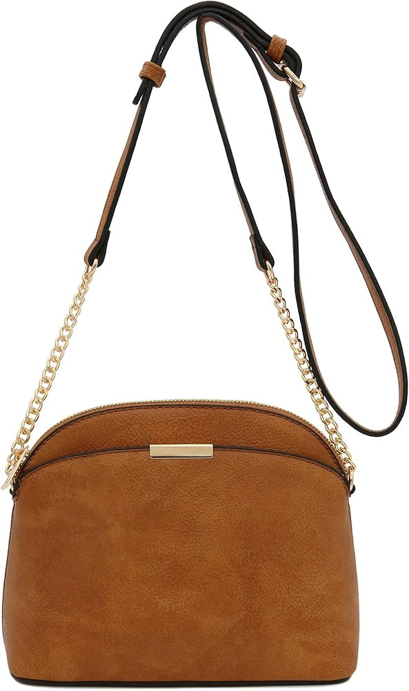 FashionPuzzle Faux Leather Small Dome Crossbody bag with Chain Strap | Amazon (US)